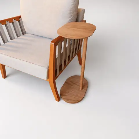 Mesa Lateral de Apoio Sala Quarto Orgânica Belgrado em Madeira Maciça 68cm Madeira Mel