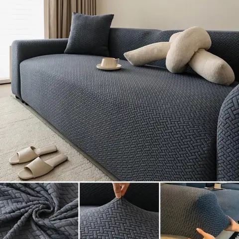 Capa elástica para sofá de 4 lugares, lavável, tecido macio, decoração moderna para sala de estar