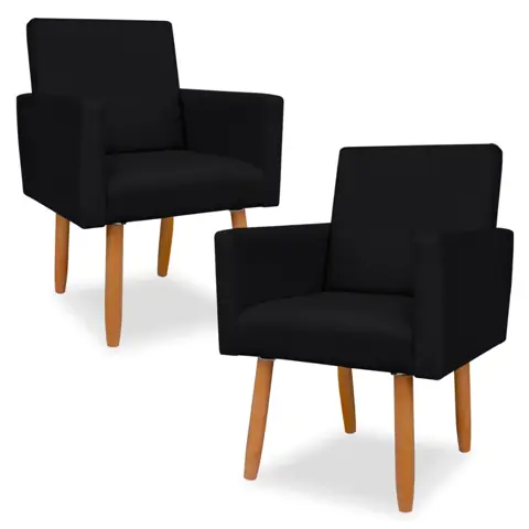 Kit 2 Poltrona para Sala Decorativa Nina Quarto Casa Recepção Barbearia Consultório Sala de Espera