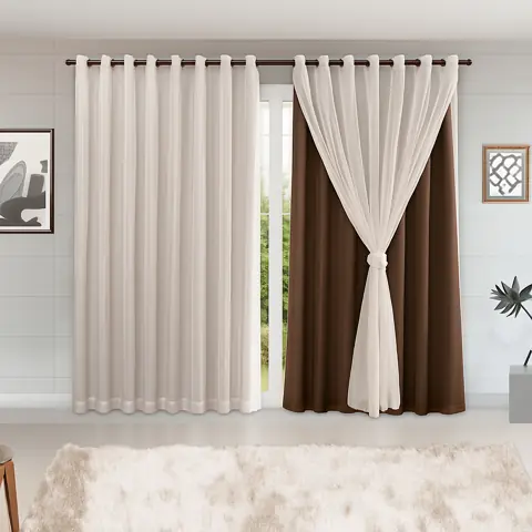 Cortina MADRI LUXO 3,00 x 2,50 c/ VOIL Branco - Decoração Quarto, Sala, Escritório, Janela