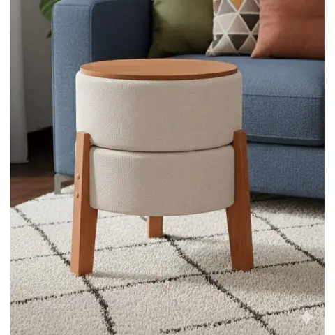 * ESTOQUE* Puff Mesinha Decorativa cores Boucle Luxo Pês Madeira Maçica Buclé Design