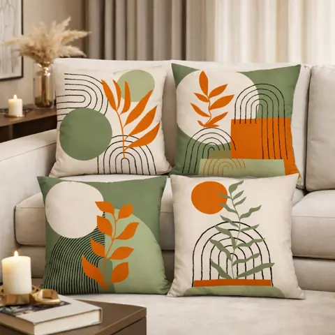 Kit com 4 Capas de Almofada Decorativas 45x45cm Horizonte Verde