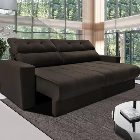 Sofá 3 Lugares Clean Retrátil Reclinável Cama InBox