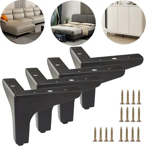 Kit 4 Pés de Canto 10cm Aço Cromado Sofá Cama Móveis Resistentes