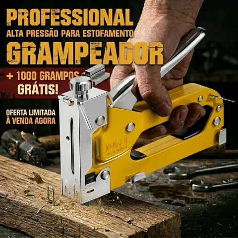 Grampeador Tapeceiro + 1000 Grampos 8mm de Ferramentas Profissional