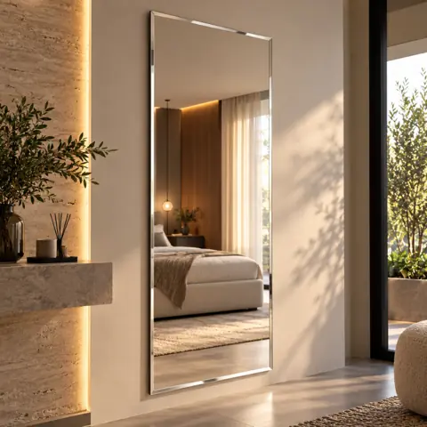 Espelho Mirano Paris 100x40cm Bisotê Grande Moderno Banheiro Lavabo Quarto Parede Decorativo Luxo