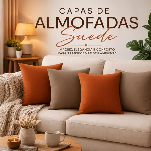 Kit 4 Capas de Almofadas Suede Aveludada 45x45 Decoraçao Quarto Sala