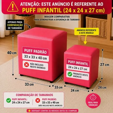 Puff Infantil Quadrado - Conforto e Estilo para os Pequenos