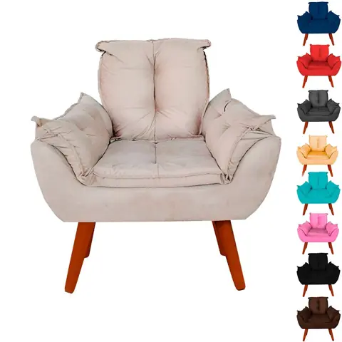 Poltrona Opalla Confortável Decoração Para Escritório Suede Cores
