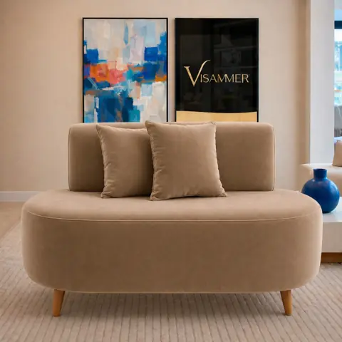 Namoradeira Sofá 2 Lugares Orgânico Decorativa Moderna Elegante Design Minimalista Visammer