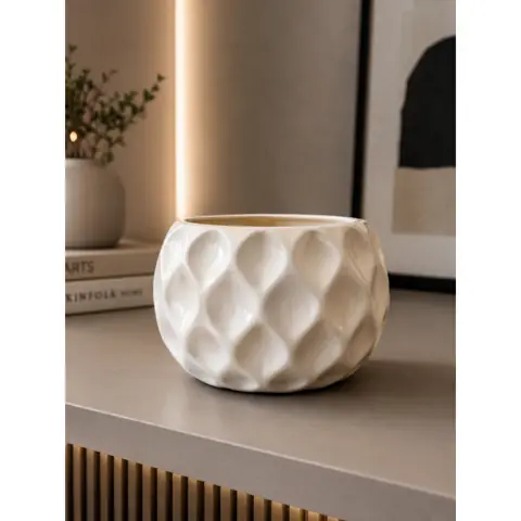 Cachepot Vaso em Cerâmica Para Orquídea e Outras Plantas Luxo Gota Sala Escritório Off White e Branco Somente...