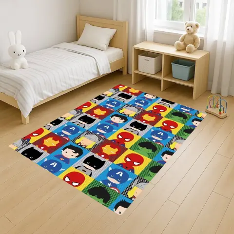 Tapete Retangular 100x140 Antiderrapante Infantil Herói Baby Homem Ara Capitão Hul Meninos Quarto Sala...