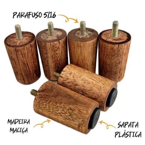 Pés de madeira para cama box e sofás com 6,5cm altura com sapata fixa cama solteiro casal Queen king