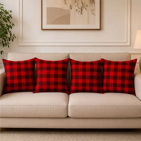 Kit 4 Capas Almofadas Quadriculado Xadrez Decorativa Sofá Sala Quarto