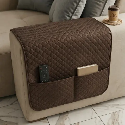 Par Protetor de Braço Sofá Retrátil com Bolsos Porta Objetos Matelado Decorativo