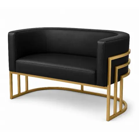 Poltrona Namoradeira Sofá luna de luxo, courino para decorações 2 lugares com base de ferro suporta ate 240 kg