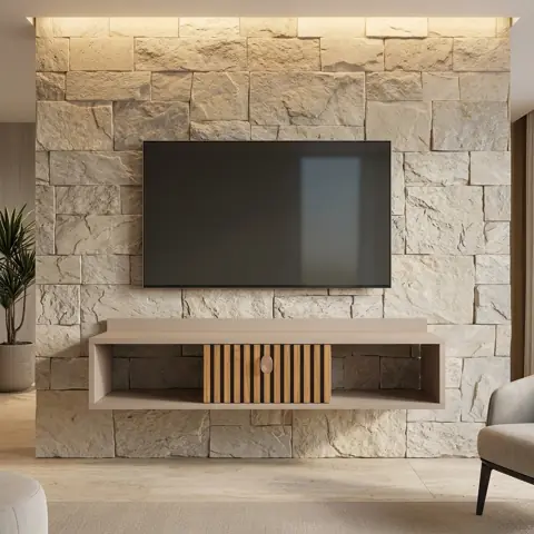 Rack para TV Sala de Estar Home Suspenso com Prateleira 2 Portas Basculantes Decorativo Organizador Vegas