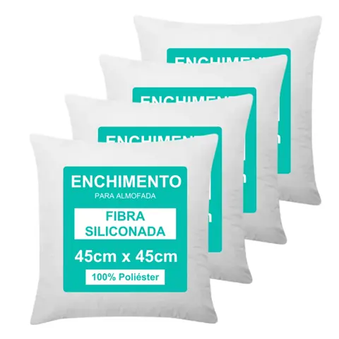 Kit 4 Enchimento Almofada Refil 45x45 Fibra Siliconada Anti Alérgico Lavável Silicone Extra Macio