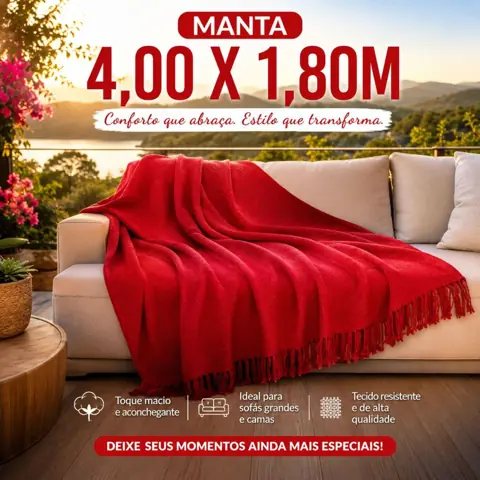 Manta Decorativa para Sofá King 4,00 x 1,80 Macia e Resistente - Funcional E Proteção com Estilo