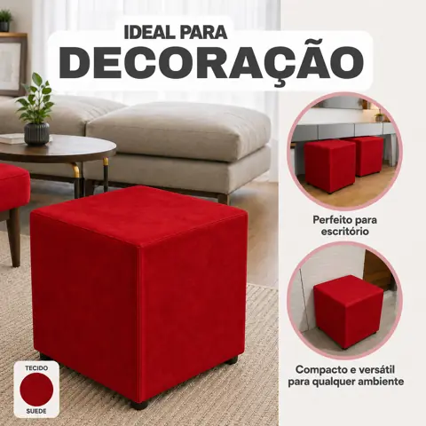 Puff fofo em suede quadrado super macio multiuso