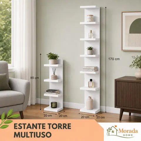 Estante Torre Multiuso 170 cm ou 85 cm com Prateleiras para Sala, Quarto e Escritório