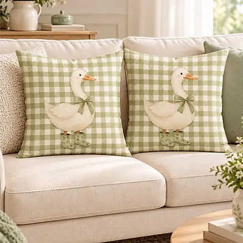 KIT 2 Capas Para Almofadas Decorativas de Luxo, Estilo Moderno Ganso Verde Sublimadas 45x45