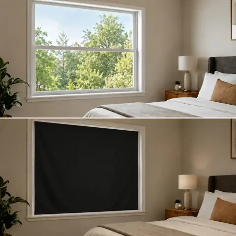 Cortina Blackout 100% Duo Preto e Cinza com Velcro 175x140 cm Bloqueio de Luz Fácil Instalação Sem Furos...