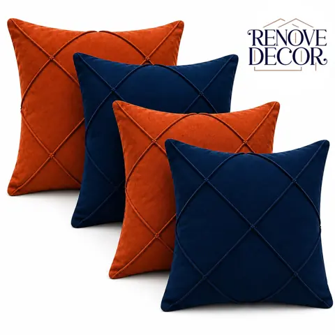 Kit 2 Capas De Almofada Com Zíper 40x40 Tecido Suede Premium-Drapeada -Capa De Almofada Decorativa...