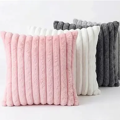 Kit 2 Capas de Almofada Pelúcia Canelada 45x45 Luxuosa Macia para Sofá Decoração