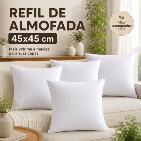 Kit 4 Almofadas 45cm x 45cm de Espuma Extra Macio