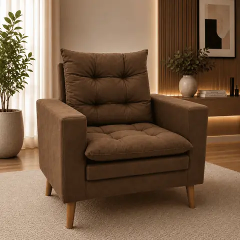 Poltrona Maite Decorativa Suede Moderna Confortável Para Quarto
