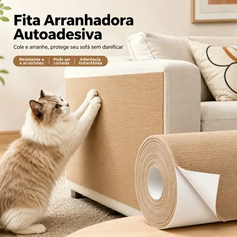 Tapete Arranhador Autoadesivo Gatos Protetor Anti-Arranhões Reutilizável Cortável Sofá Móveis Resistente Sem...