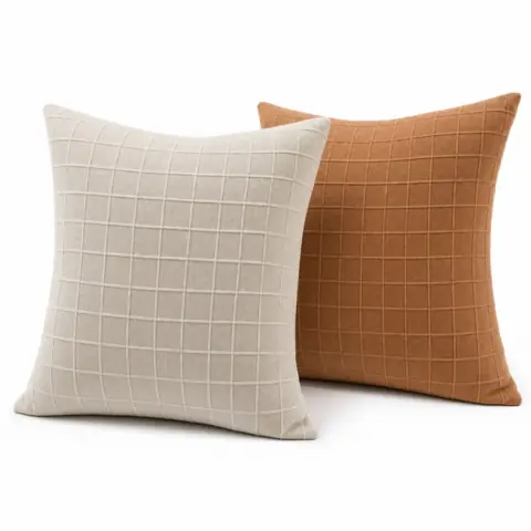 Capa de Almofada 40x40 Kit 2 Unidades Linho Textura Quadriculada Decorativa Sofá Sala Quarto