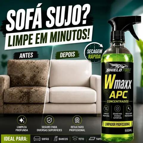 Limpa Sofá Estofado - Concentrado 500ml - Tecido/Couro - Spray Espuma