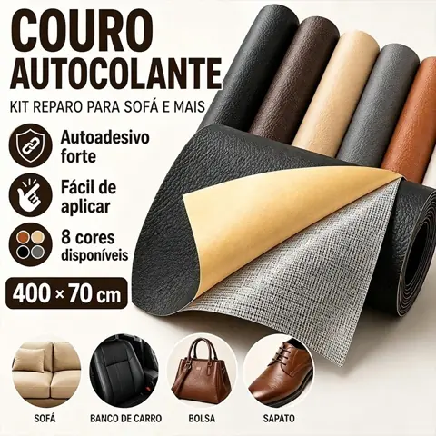 Remendo de Couro Tamanho Gigante 400x70cm - Perfeito para Consertar Sofá, Cadeira e Móveis de Couro