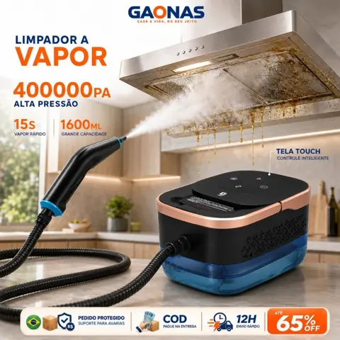 GN-Limpador a Vapor 2500W 4 BAR 1600ml 6 Níveis Vapor em 15s para Cozinha Banheiro Vidros Sofá Automóvel Casa...