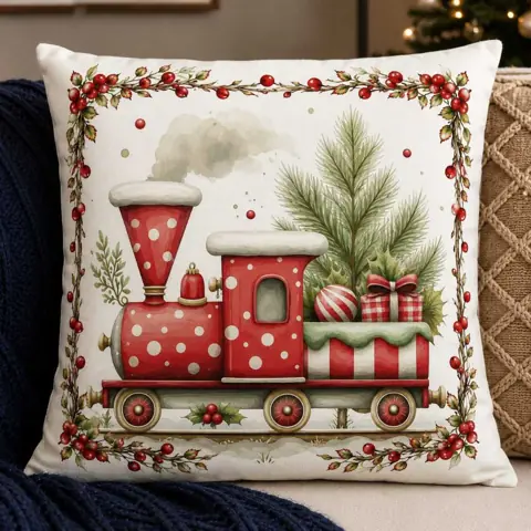 Capa de Almofada Linho Premium Natal 43x43 Alta qualidade Papai Noel Casa Sala Quarto Decoração Várias...