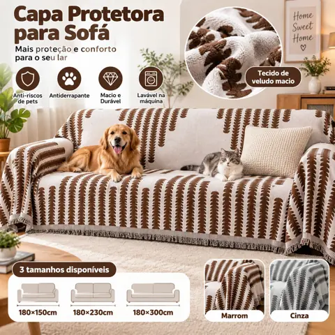 Capa de Sofá Antiderrapante Anti-arranhões de Gato Cobertor Protetor Universal para Pets