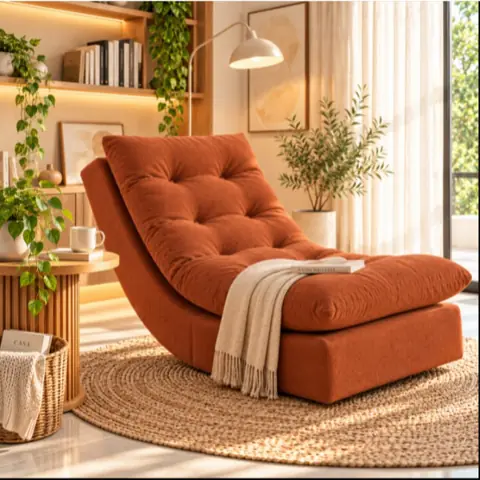 Poltrona de Descanso Balance com Leve Balanço Estofada em Tecido Bouclé Confortável para Sala Quarto...