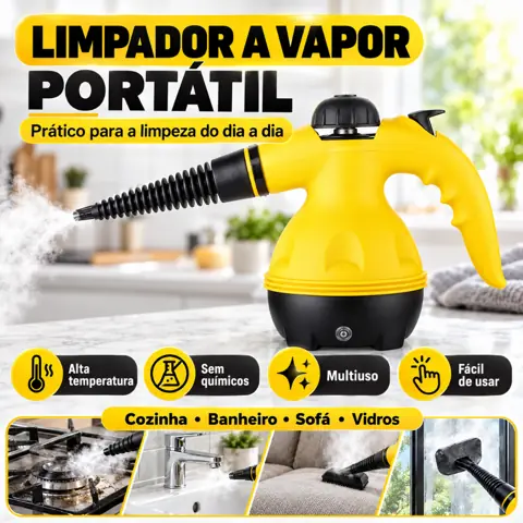 Limpador a Vapor Portátil Multiuso Para Cozinha Banheiro Sofá e Rejuntes 110V/220V