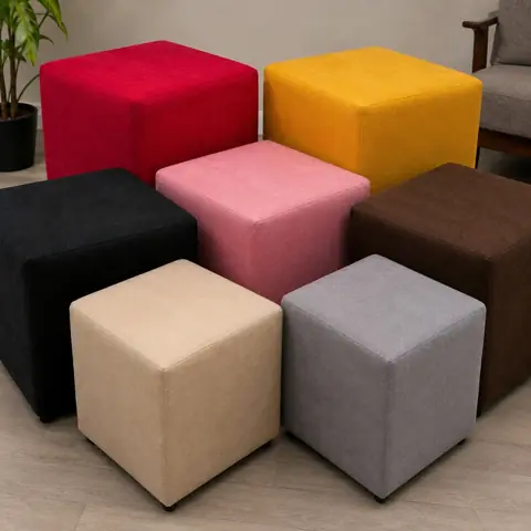 Puff Banquinho Grande Quadrado Para Sala Quarto e Penteadeira Em Suede 45x34x34 Varias Cores
