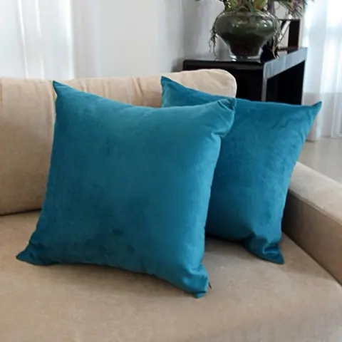 Kit 02 Capas De Almofadas 50x50 cm Tecido Suede Liso Zíper Invisível Sofá Sala Decorativa