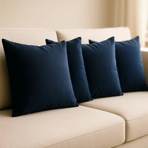 Kit 04 Capas De Almofadas 50x50 cm Tecido Suede Liso Decorativa Zíper Invisível Sala SofáSofá Sala