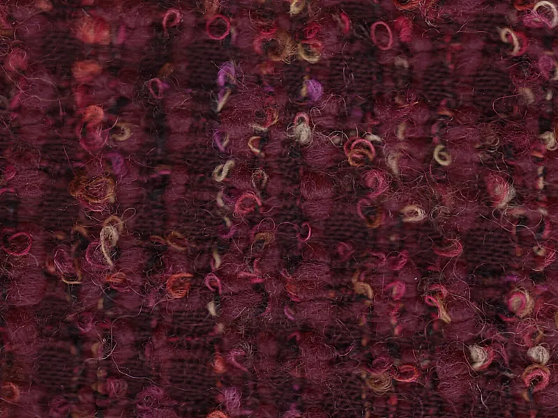 Tecido bouclé de lã com laçadas coloridas